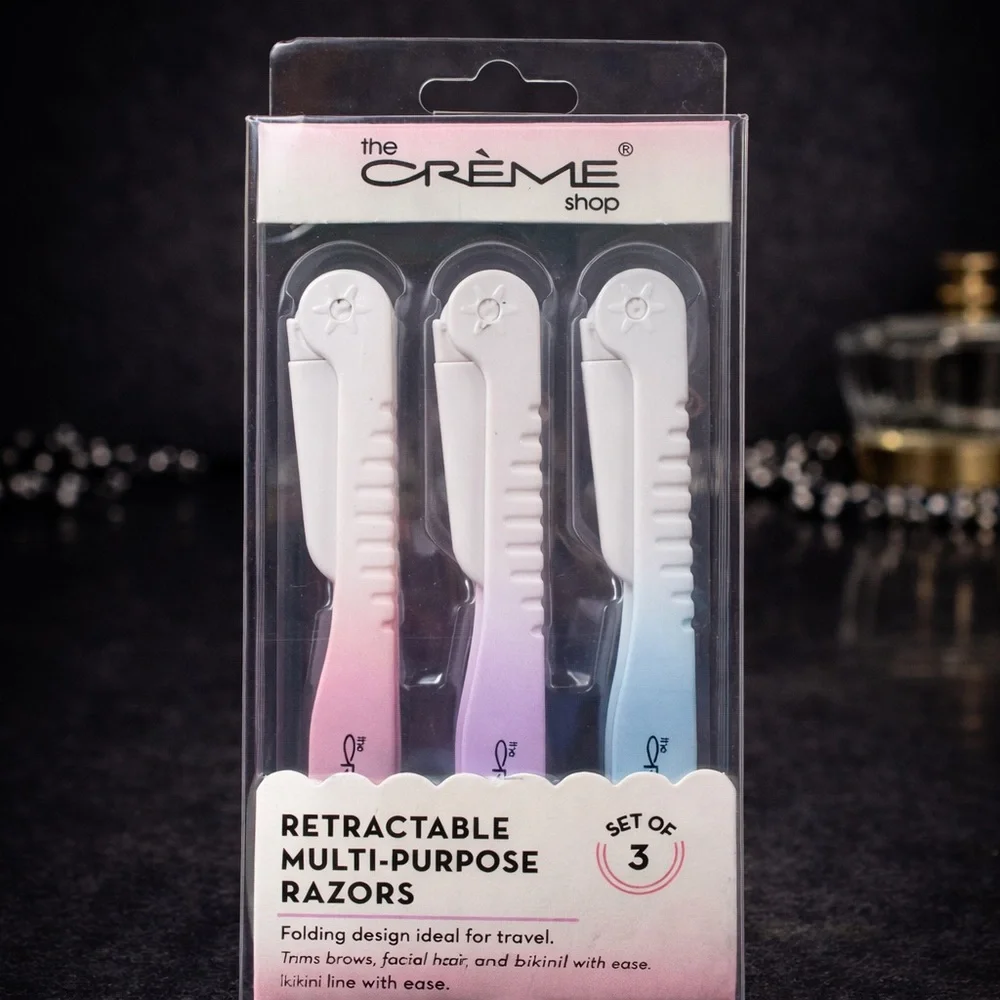 The Creme Shop Retractable Multi-Purpose Razors Set of 3 Pastel Folding Travel